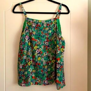 Anthropologie Maeve green floral tank top